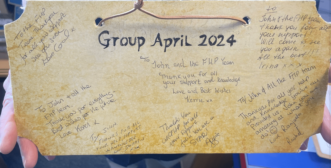 plaque of testimonials from april group 2024